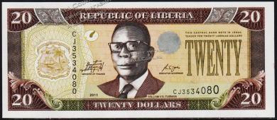 Либерия 20 долларов 2011г. P.28f - UNC - Либерия 20 долларов 2011г. P.28f - UNC