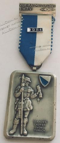 #388 Швейцария спорт Медаль Знаки. Стрелковый фестиваль Platzmeisterschaft в Цурих. 1984 год.