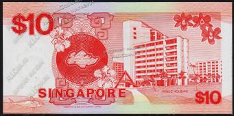 Сингапур 10 долларов 1988г. P.20 UNC - Сингапур 10 долларов 1988г. P.20 UNC