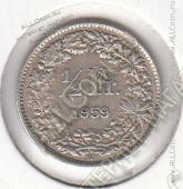 16-112 Швейцария 1/2 франка 1959В г. КМ # 23 серебро 2,5гр. 18,2мм - 16-112 Швейцария 1/2 франка 1959В г. КМ # 23 серебро 2,5гр. 18,2мм