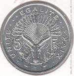 24-11 Джибути 5 франков 1991г. КМ # 22 алюминий 3,75гр. 31,1мм