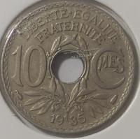 16-122 Франция 10 сантимов  1935г. Медь Никель.