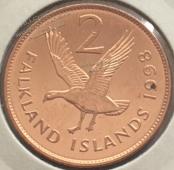 №148 Фалклендские острова 2 цента 1998г. Бронза.UNC - №148 Фалклендские острова 2 цента 1998г. Бронза.UNC