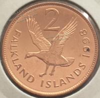 №148 Фалклендские острова 2 цента 1998г. Бронза.UNC