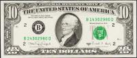 Банкнота США 10 долларов 1988А года. Р.482 UNC "B" B-D