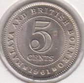 15-85 Малайя и Британское Борнео 5 центов 1961г.  - 15-85 Малайя и Британское Борнео 5 центов 1961г. 