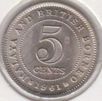 15-85 Малайя и Британское Борнео 5 центов 1961г. 