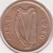 37-66 Ирландия 1/2 пенни 1940г. Бронза  - 37-66 Ирландия 1/2 пенни 1940г. Бронза 