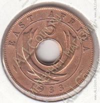 19-45 Восточная Африка 5 центов 1933г. КМ # 18 бронза 6,5гр. 25,3мм