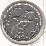 22-173 Фолклендские Острова 5 пенсов 1998г. КМ # 4.2 медно-никелевая 5,25гр. 18мм