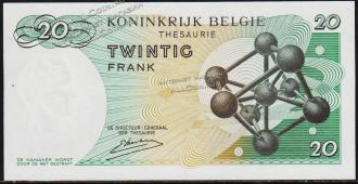 Банкнота Бельгия 20 франков 1964 года. Р.138(3) - UNC - Банкнота Бельгия 20 франков 1964 года. Р.138(3) - UNC
