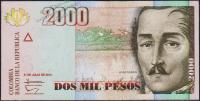 Банкнота Колумбия 2000 песо 31.07.2014 года. P.457v - UNC