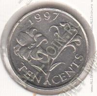 26-126 Бермуды 10 центов 1997г. KM# 46 медно-никелевая 17,8мм