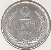 2-157 Латвия 2 лата 1925г. KM# 8 серебро 10,0гр 27,0мм - 2-157 Латвия 2 лата 1925г. KM# 8 серебро 10,0гр 27,0мм