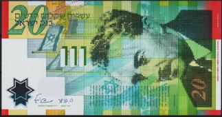 Банкнота Израиль 20 новых шекелей 2008 года. P.64 UNC - Банкнота Израиль 20 новых шекелей 2008 года. P.64 UNC