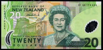 Новая Зеландия 20 долларов 2006г. P.187в - UNC - Новая Зеландия 20 долларов 2006г. P.187в - UNC