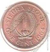  5-154	Сьерра-Леоне 1 цент 1964г. КМ # UNC бронза 5,7гр. 25,45мм -  5-154	Сьерра-Леоне 1 цент 1964г. КМ # UNC бронза 5,7гр. 25,45мм