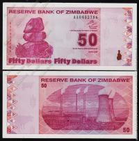 Зимбабве 50 долларов 2009г. P.96 UNC