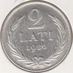 2-164 Латвия 2 лата 1926г. KM# 8 серебро 10,0гр 27,0мм