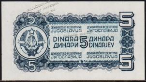 Югославия 5 динар 1944г. P.49в - UNC - Югославия 5 динар 1944г. P.49в - UNC