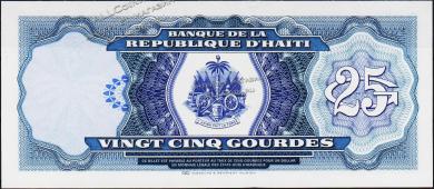 Банкнота Гаити 25 гурдов 1988 года. P.248 UNC - Банкнота Гаити 25 гурдов 1988 года. P.248 UNC