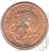  5-155	Мексика 10 сентавов 1967г. КМ #433 UNC бронза 5,5 гр. 23,5мм