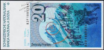 Швейцария 20 франков 1982г. P.55d(53) - UNC - Швейцария 20 франков 1982г. P.55d(53) - UNC
