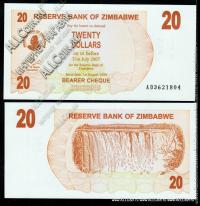 Зимбабве 20 долларов 2006г. P.40 UNC
