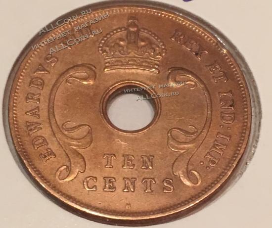 #H7-54  Восточная Африка 10 центов 1936г. Бронза. XF+. 