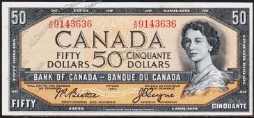Канада 50 долларов 1954г. P.81а - UNC - Канада 50 долларов 1954г. P.81а - UNC