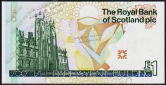 Банкнота Шотландия 1 фунт 1999 года. P.360 AUNC  - Банкнота Шотландия 1 фунт 1999 года. P.360 AUNC 