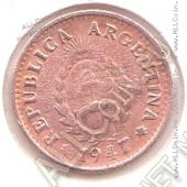 6-67 Аргентина 1 сентаво 1947 г. KM# 37a Медь 16,0 мм. - 6-67 Аргентина 1 сентаво 1947 г. KM# 37a Медь 16,0 мм.