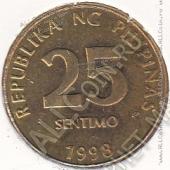 22-103 Филиппины 25 сентим 1998г. КМ # 271 латунь 3,8гр. 20мм - 22-103 Филиппины 25 сентим 1998г. КМ # 271 латунь 3,8гр. 20мм