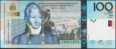 Банкнота Гаити 100 гурд 2004 года. P.275а - UNC - Банкнота Гаити 100 гурд 2004 года. P.275а - UNC