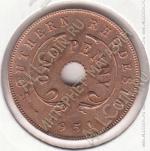 8-30 Южная Родезия 1 пенни 1951г. КМ #25 бронза