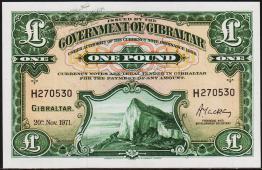 Гибралтар 1 фунт 1971г. P.18в - UNC - Гибралтар 1 фунт 1971г. P.18в - UNC