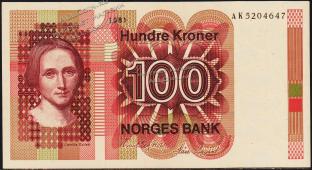 Норвегия 100 крон 1981г. P.41с(1) - UNC - Норвегия 100 крон 1981г. P.41с(1) - UNC