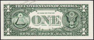 Банкнота США 1 доллар 2006 года. Р.523а - UNC "В" В-М - Банкнота США 1 доллар 2006 года. Р.523а - UNC "В" В-М