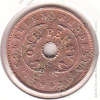 2-165 Южная Родезия 1 пенни 1943 г. Бронза 