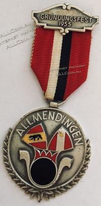 #272 Швейцария спорт Медаль Знаки. Торжественная медаль гор. Альмендинген. 1955 год.