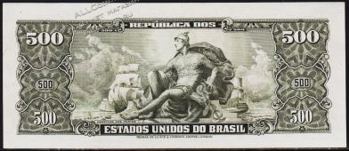 Бразилия 500 крузейро 1955-60г. P.164а - UNC - Бразилия 500 крузейро 1955-60г. P.164а - UNC