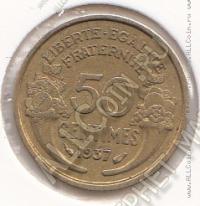 10-36 Франция 50 сентим 1937г. КМ # 894.1 алюминий-бронза 2,0гр. 18мм