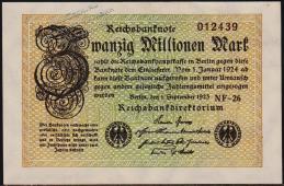 Германия 20.000.000 марок 1923г. P.108с - UNC- - Германия 20.000.000 марок 1923г. P.108с - UNC-