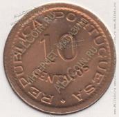 4-24 Ангола 10 сентаво 1949г. КМ # 70 UNC бронза 17,8гр. - 4-24 Ангола 10 сентаво 1949г. КМ # 70 UNC бронза 17,8гр.