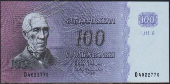 Финляндия 100 марок 1963г. P.106 UNC "D" - Финляндия 100 марок 1963г. P.106 UNC "D"