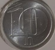 16-156 Чехословакия 10 центов 1992г. Медь Никель. - 16-156 Чехословакия 10 центов 1992г. Медь Никель.