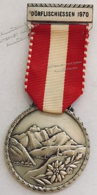 #274 Швейцария спорт Медаль Знаки. Стрельбы в горном районе Дерфли. 1970 год.