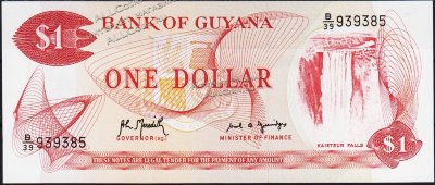 Банкнота Гайана 1 доллар 1992 года.P.21g(1) - UNC - Банкнота Гайана 1 доллар 1992 года.P.21g(1) - UNC
