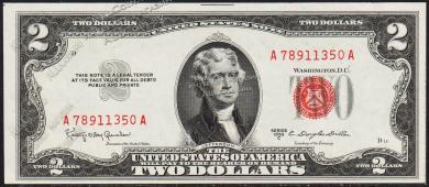 США 2 доллара 1953г. Р.380C.d - UNC  - США 2 доллара 1953г. Р.380C.d - UNC 