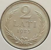 #083 Латвия 2 лата 1925г. Серебро.XF+ - #083 Латвия 2 лата 1925г. Серебро.XF+
